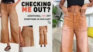 【Flamingals】Flap Pocket Back Mid Waist Crop Pants Without Belt#ootd #pants #fashionstyle