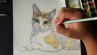 Gatito con acuarelas