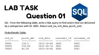 Lab Task Question 1 Write a SQL query to find orders that are delivered by a salesperson with ID