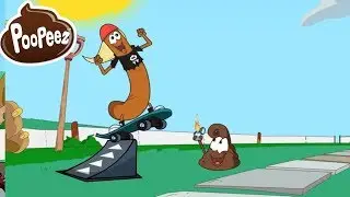 Poopeez 💩 Cartoon -- Skid Mark's Skate Board Stunt