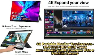 Portable Monitor Touchscreen - 15.6 Inch UHD Multi Touch Auto-Rotating HDR FreeSync USB-C Display