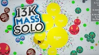 Agar.io: 13,000 MASS! - Funny SOLO Gameplay! - Kicked From Server :(