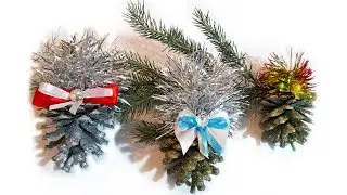 New Year's decor. Crafts from cones