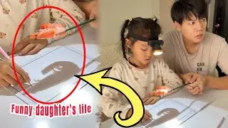 My Daughter Wants To Draw Realistic Shrimp#funnydailylife#cutebabymonkey