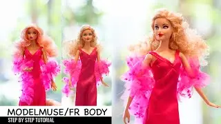 DIY Superstar 1977 Barbie dress on ModelMuse/FR doll. Easy doll clothes sewing tutorial