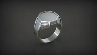 Кольцо с восьмиугольной верхушкой. 3D Modelling Ring Octagon. 