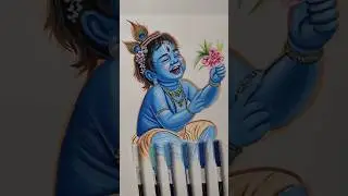 Kanha with Acrylic Markers 😍🦚 #krishna #kanha #art #shorts #diy
