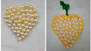 Very Easy Hand Pearl Embroidery Heart 💖 patch work for decorative kurti 👗 || Pearl Yarn Embroidery