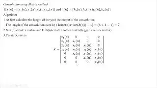 15 Convolution sum using Matrix method with algorithm Derive the equation | LTI System | AL AMIN