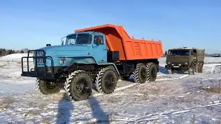 All-terrain vehicle 8x8 URAL 4320 + 6x6 KAMAZ 4310 all-wheel drive. Review and Test Drive Technol...