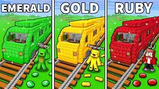 Mikey & JJ Friends: EMERALD vs GOLD vs RUBY TRAIN - Minecraft Maizen
