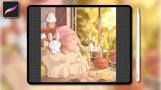Cosy Sunday evening at home 🏡🧡💭 watching sunset 🌇 | relaxing speedpaint art on procreate | lofi 🎵