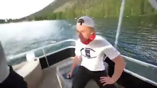 Logan Paul attempts to injure his dog by pushing him off the boat