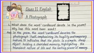 a photograph class 11 question answer | class 11 english poem 1 question answer