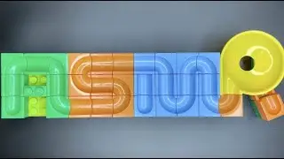 The inscription ASMR and marbles, Marble Run easy fun