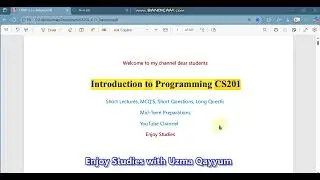 CS201 short Lecture 01 || Introduction to Programming || CS201 lecture series 2025-2026 ||