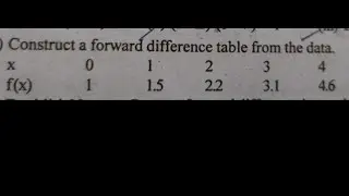 Construct a farward difference table from the data x:0 1 2 3 4 f(x):