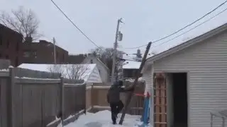 Зимняя забава, прыжок на батут