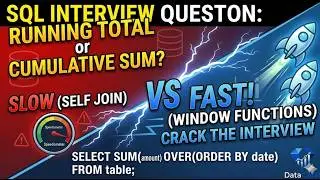 SQL Interview Question| Running Total or Cumulative Sum: Self Join vs Window Functions  