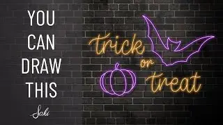 Learn to Draw a Halloween Lettering Neon Sign - Easy Procreate Tutorial