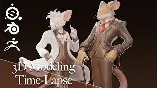 ZBrush and Blender Modeling - 3D Character - Time-lapse // Rats 🐀