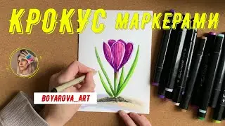 Рисуем цветок КРОКУС маркерами / Мастер-класс / Boyarova_art