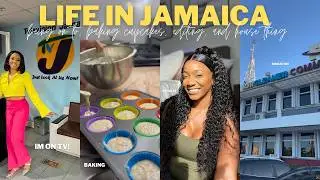 VLOG- I'M ON TV IN JAMAICA! baking cupcakes, cost of living, errands, home decor update and country
