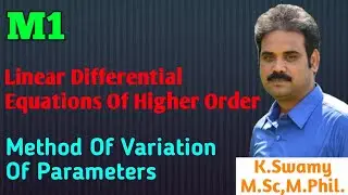 Linear differential equations of Higher Order||Method Of Variation Of Parameters