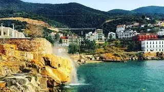 Edipsos. Evia Island. Greece. Thermal springs. Overview of the village.