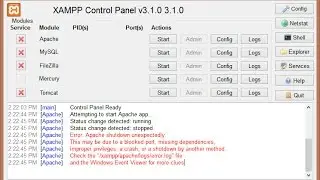 Error: Apache Shutdown unexpectedly in  Xampp 2016