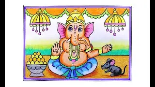 GANPATI BAPPA DRAWING/EASY LORD GANESHA DRAWING/GANESH CHATURTHI DRAWING/GANESH JI KI DRAWING/POSTER
