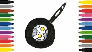 Как нарисовать яичницу / Рисуем омлет на сковородке / How I draw a fried egg