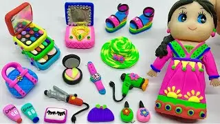 DIY How To Make  Polymer Clay Miniature Doll Shoes, Makeup Set, Dress | EASY Tutorials