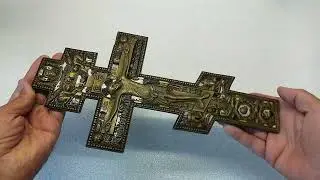 Крест распятие с эмалями  37 см
