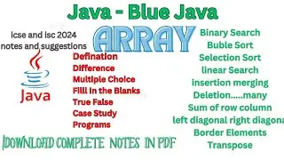Java Array Tutorial | Complete Array Tutorial  in Java with PDF for icse Isc #java #icse