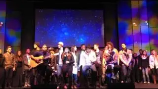 The Glee cast at rehearsals for Trevor Live 2013
