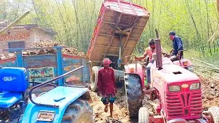 Mahindra super tarbo 595 digital hydrolic soil unloading video by tractor!Digital Unload facility!