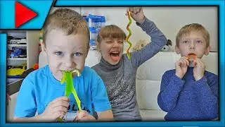 Еда Мармелад челлендж  Едим червяков, змей, лягушек  Candy Challenge  We eat worms, snakes, frogs