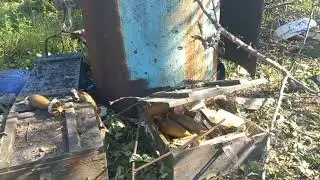 поймали вражескую мину в 3м от миномета
