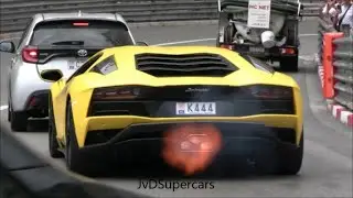 LOUD Lamborghini Aventador S w/ Custom Exhaust in Monaco! Flame, Revs & Exhaust Sounds!
