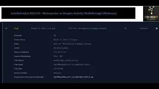 LetsDefend.io SOC139 - Meterpreter or Empire Activity Walkthrough (Malware)