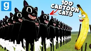 100 CARTOON CATS VS 1... BANANA?! (Garry's Mod Sandbox) | JustJoeKing
