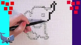 Pixel Art hecho a mano Como dibujar en papel cuadriculado paso a paso elefante