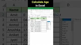 Calculate Age In Excel... #excel #shorts