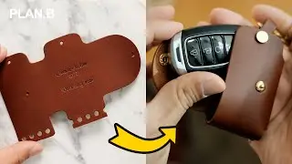 Making a HANDMADE Minimalist Leather Smart Key Fob Case. - leathercraft