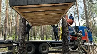 Не легкий монтаж летней кухни в сосновом лесу!