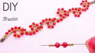 Glamorous Red and Gold Bead Bracelet:Bracelet: A DIY Jewelry Masterpiece