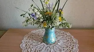 Ваза своими руками - декор банки от кофе.