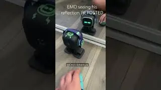EMO seeing his reflection. REPOSTED #EMOTheRobot #cute #robot #fyp