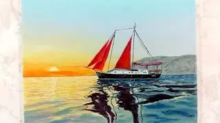 Как нарисовать яхту на море